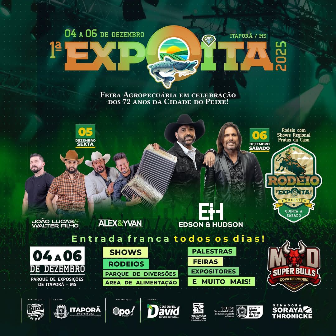 Expoita 2025 une shows de Edson & Hudson e Rodeio Super Bulls para ...